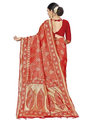 self design banarasi saree with blouse - 16817055 - Standard Image - 2