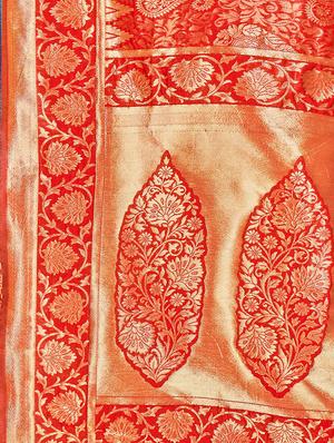 self design banarasi saree with blouse - 16817055 - Standard Image - 4