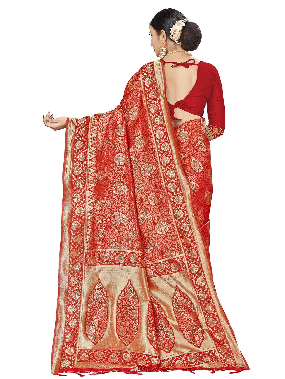 self design banarasi saree with blouse - 16817055 - Zoom Image - 2