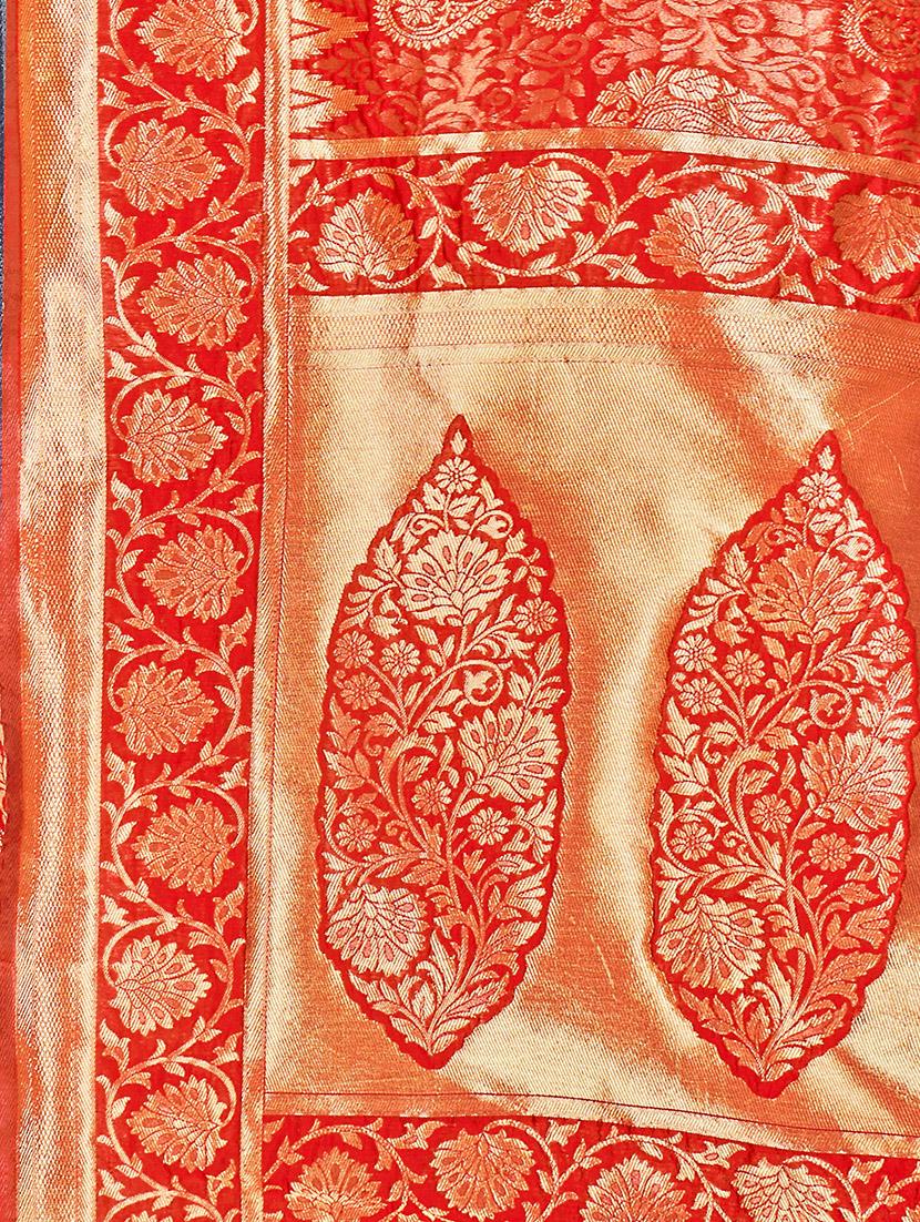 self design banarasi saree with blouse - 16817055 - Zoom Image - 4