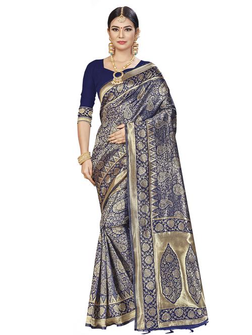 self design banarasi saree with blouse - 16817057 - Standard Image - 1