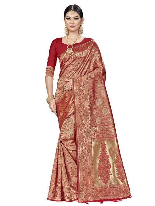 self design banarasi saree with blouse - 16817058 - Standard Image - 1