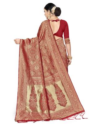 self design banarasi saree with blouse - 16817058 - Standard Image - 2