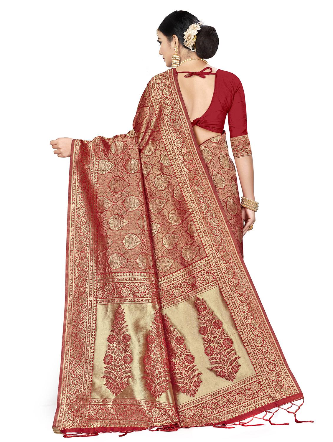 self design banarasi saree with blouse - 16817058 - Zoom Image - 2
