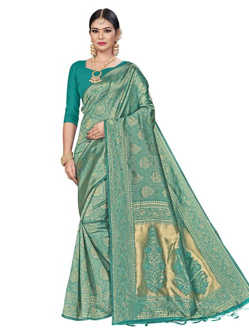 self design banarasi saree with blouse - 16817059 - Standard Image - 1