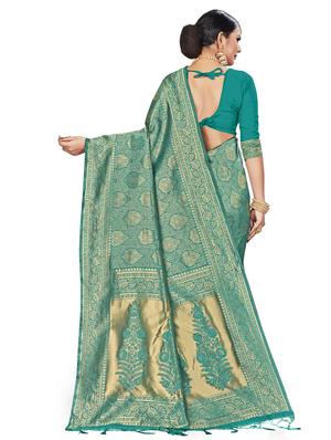 self design banarasi saree with blouse - 16817059 - Standard Image - 2