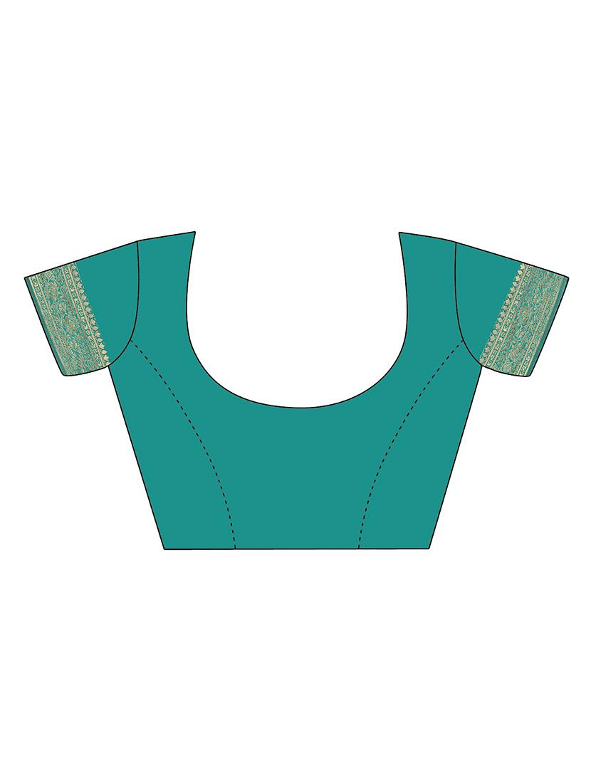 self design banarasi saree with blouse - 16817059 - Zoom Image - 3