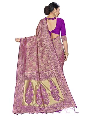 self design banarasi saree with blouse - 16817060 - Standard Image - 2