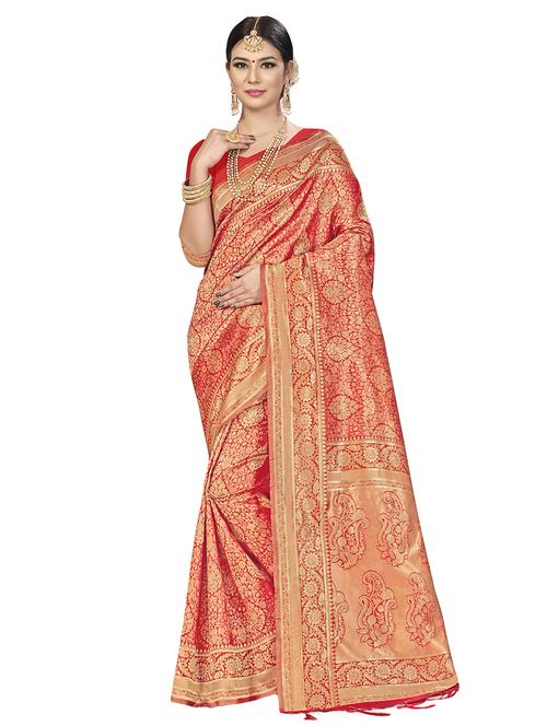self design banarasi saree with blouse - 16817061 - Standard Image - 1