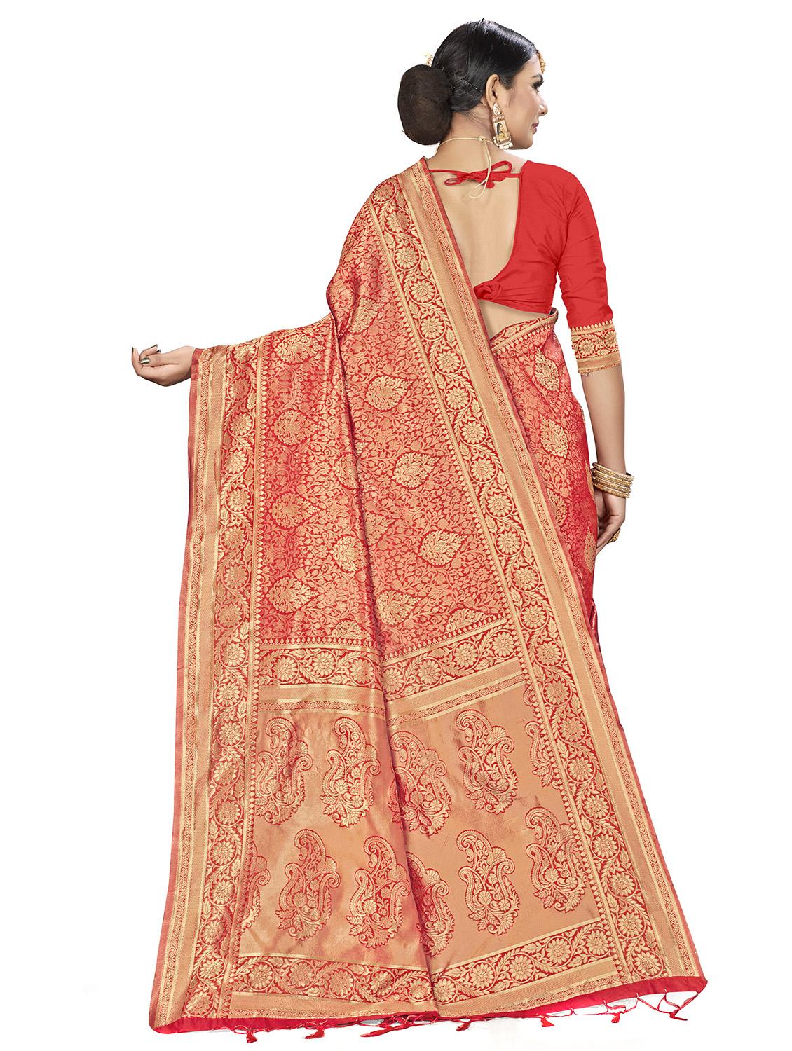 self design banarasi saree with blouse - 16817061 - Zoom Image - 2