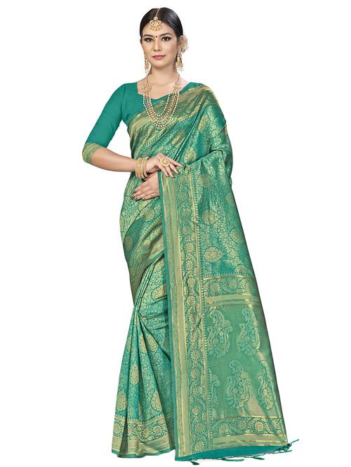 self design banarasi saree with blouse - 16817062 - Standard Image - 1