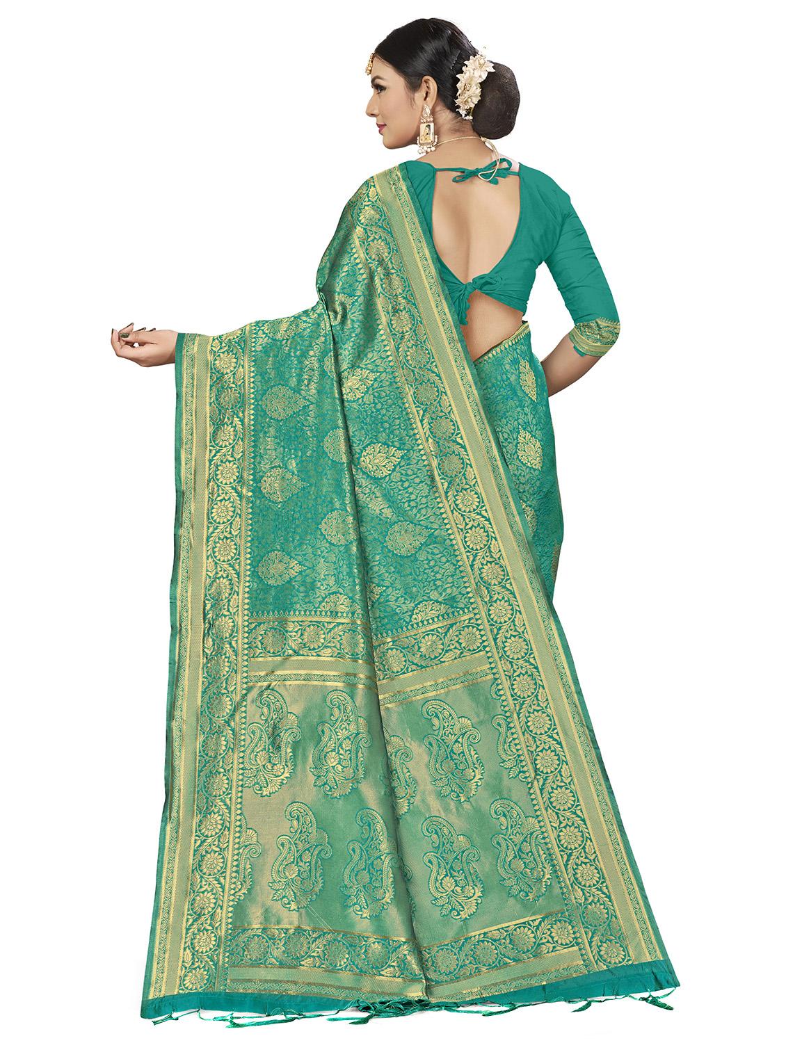 self design banarasi saree with blouse - 16817062 - Zoom Image - 2
