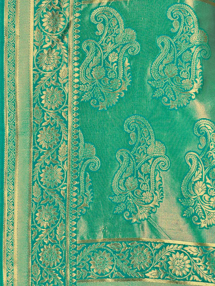 self design banarasi saree with blouse - 16817062 - Zoom Image - 4