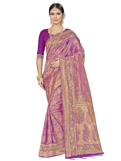 self design banarasi saree with blouse - 16817063 - Standard Image - 1