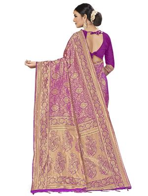 self design banarasi saree with blouse - 16817063 - Standard Image - 2