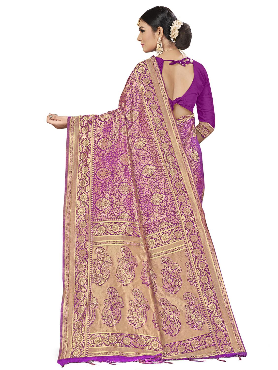 self design banarasi saree with blouse - 16817063 - Zoom Image - 2