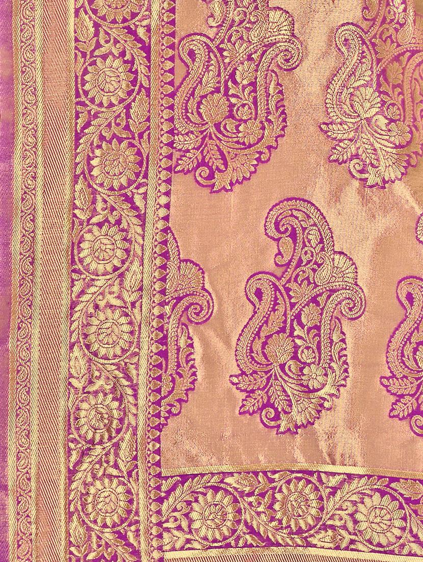 self design banarasi saree with blouse - 16817063 - Zoom Image - 4