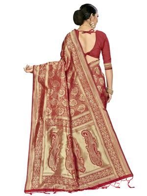 self design banarasi saree with blouse - 16817067 - Standard Image - 2
