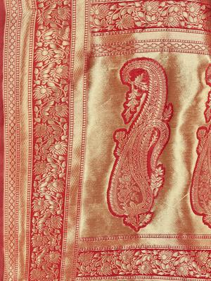 self design banarasi saree with blouse - 16817067 - Standard Image - 4
