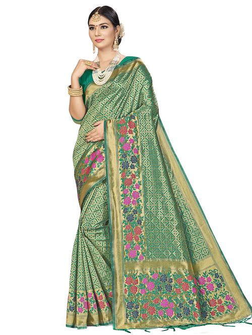 self design banarasi saree with blouse - 16817071 - Standard Image - 1