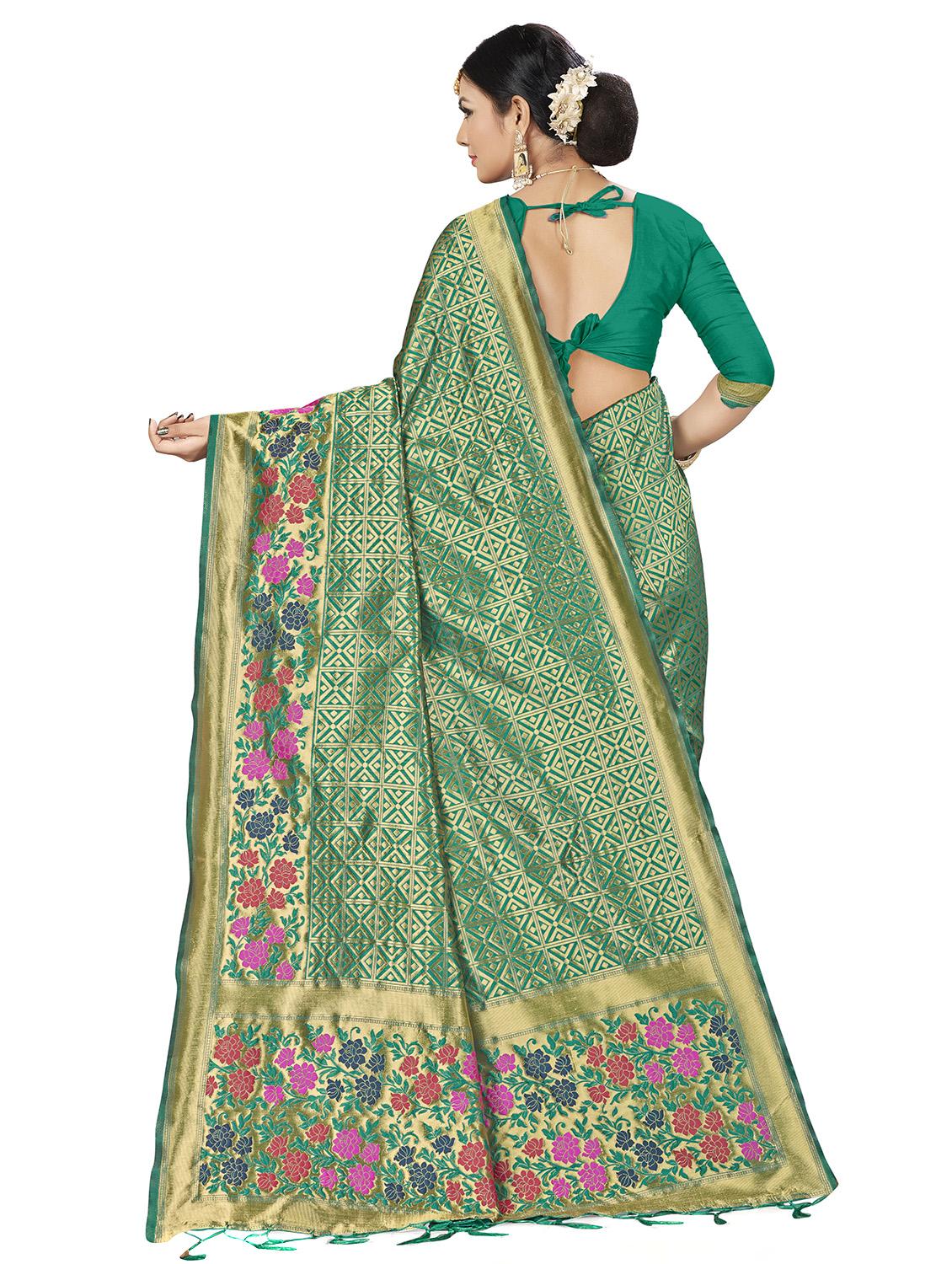 self design banarasi saree with blouse - 16817071 - Zoom Image - 2