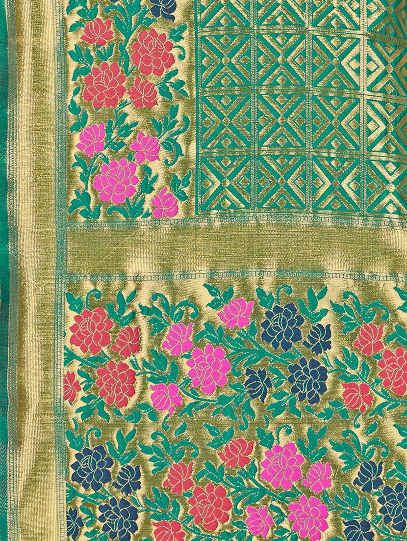 self design banarasi saree with blouse - 16817071 - Zoom Image - 4