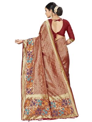 self design banarasi saree with blouse - 16817072 - Standard Image - 2