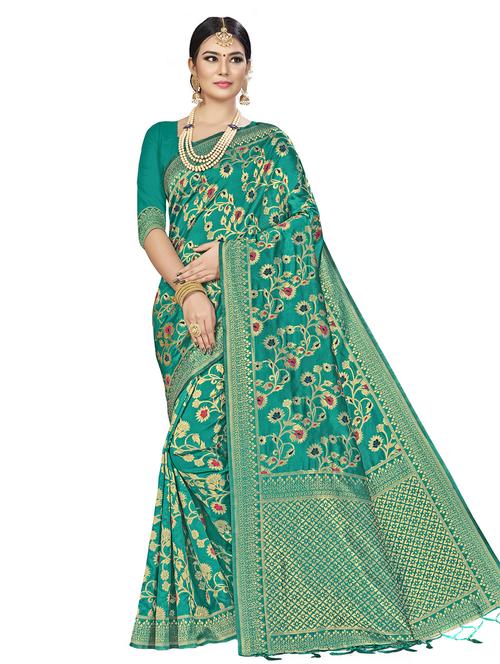 self design banarasi saree with blouse - 16817077 - Standard Image - 1