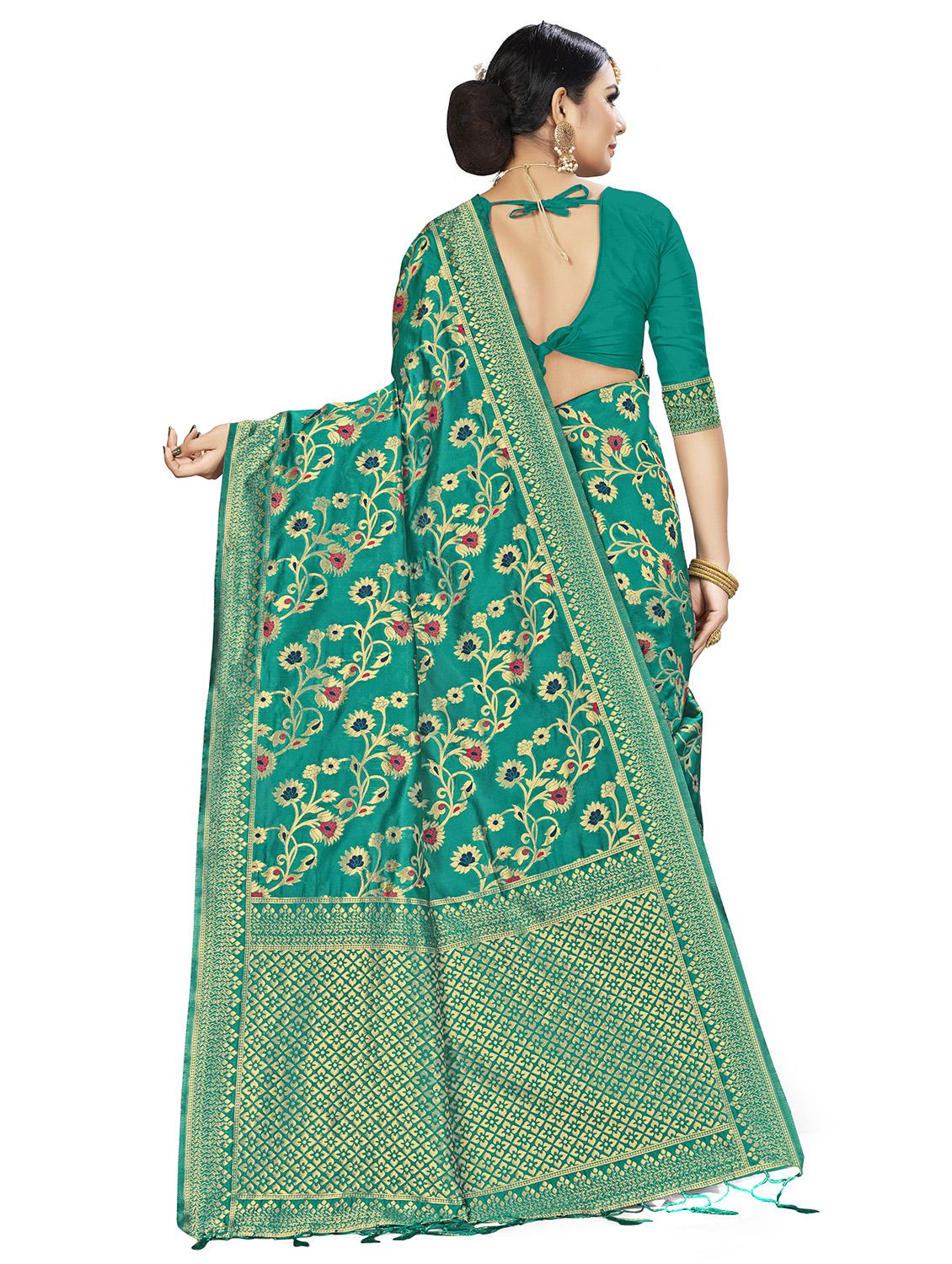 self design banarasi saree with blouse - 16817077 - Zoom Image - 2