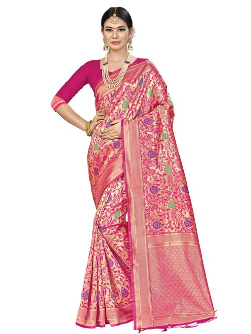 self design banarasi saree with blouse - 16817082 - Standard Image - 1