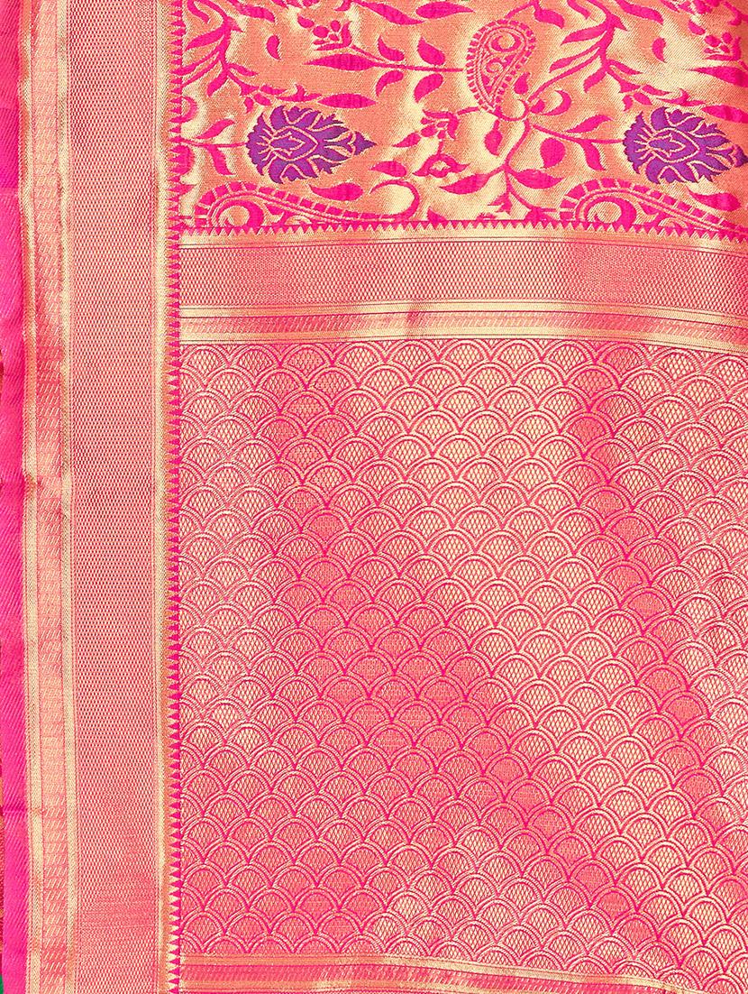 self design banarasi saree with blouse - 16817082 - Zoom Image - 4
