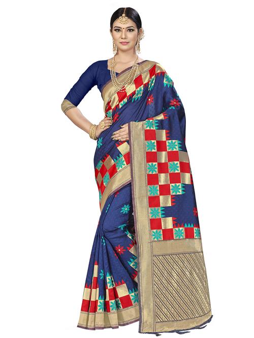 self design banarasi saree with blouse - 16817087 - Standard Image - 1