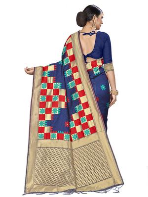 self design banarasi saree with blouse - 16817087 - Standard Image - 2
