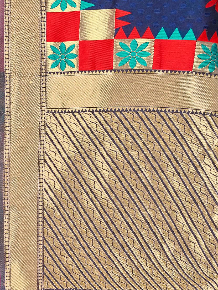 self design banarasi saree with blouse - 16817087 - Zoom Image - 4