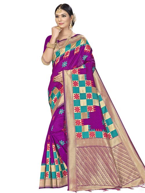 self design banarasi saree with blouse - 16817089 - Standard Image - 1