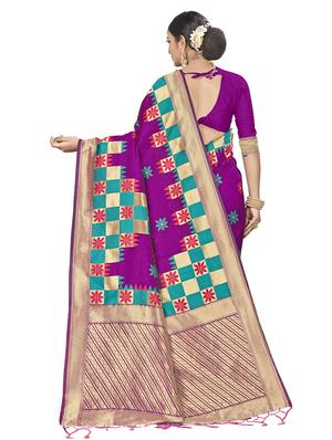 self design banarasi saree with blouse - 16817089 - Standard Image - 2
