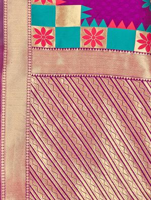 self design banarasi saree with blouse - 16817089 - Standard Image - 4