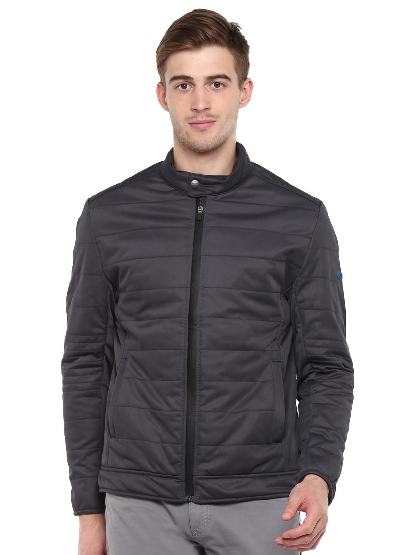 grey solid quilted jacket - 16817195 - Zoom Image - 1