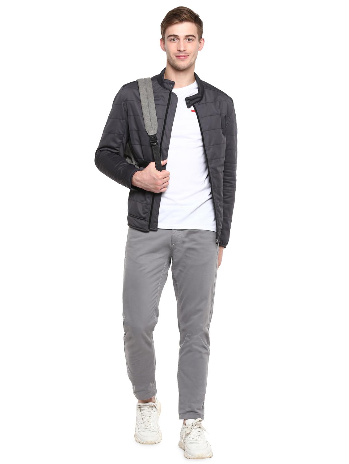 grey solid quilted jacket - 16817195 - Zoom Image - 4