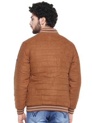 brown solid quilted jacket - 16817197 - Standard Image - 4
