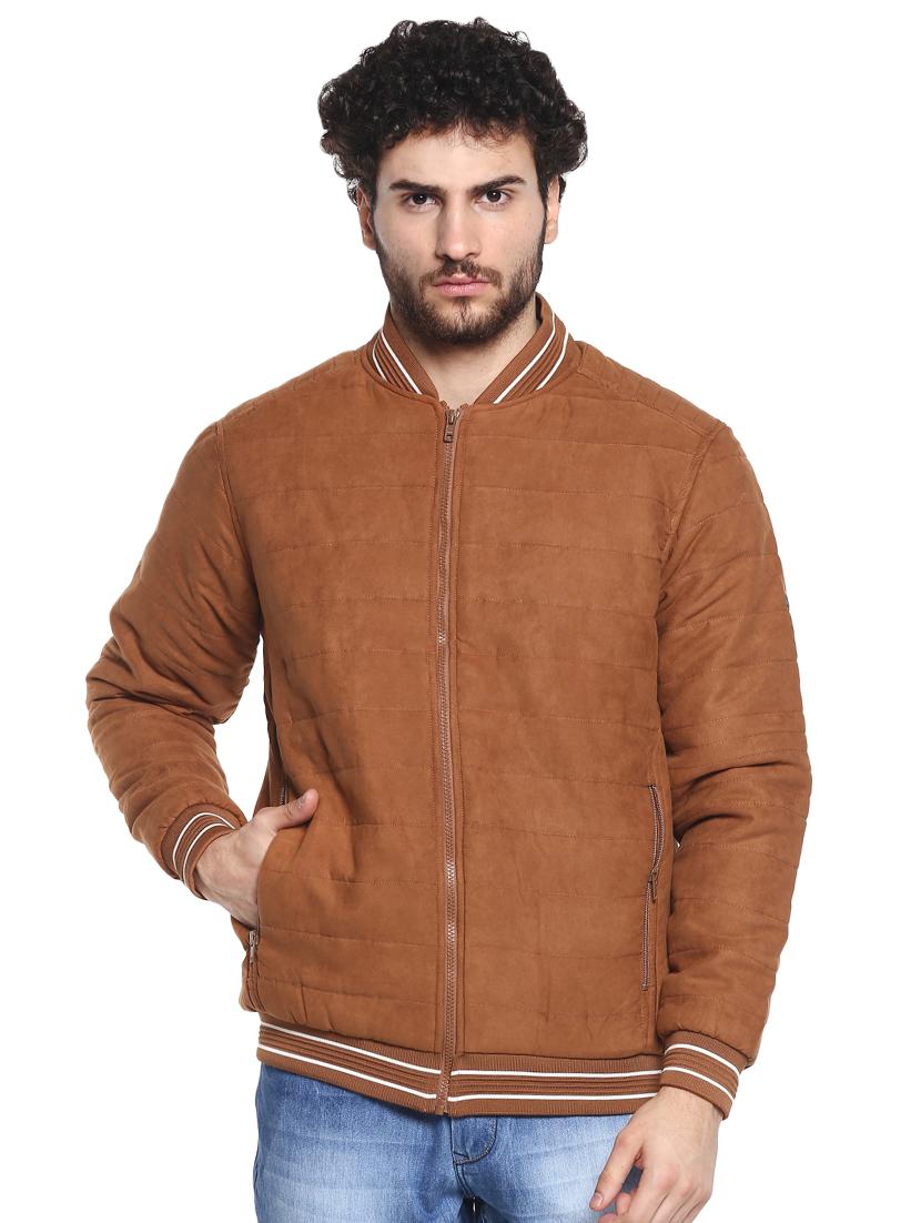 brown solid quilted jacket - 16817197 - Zoom Image - 1