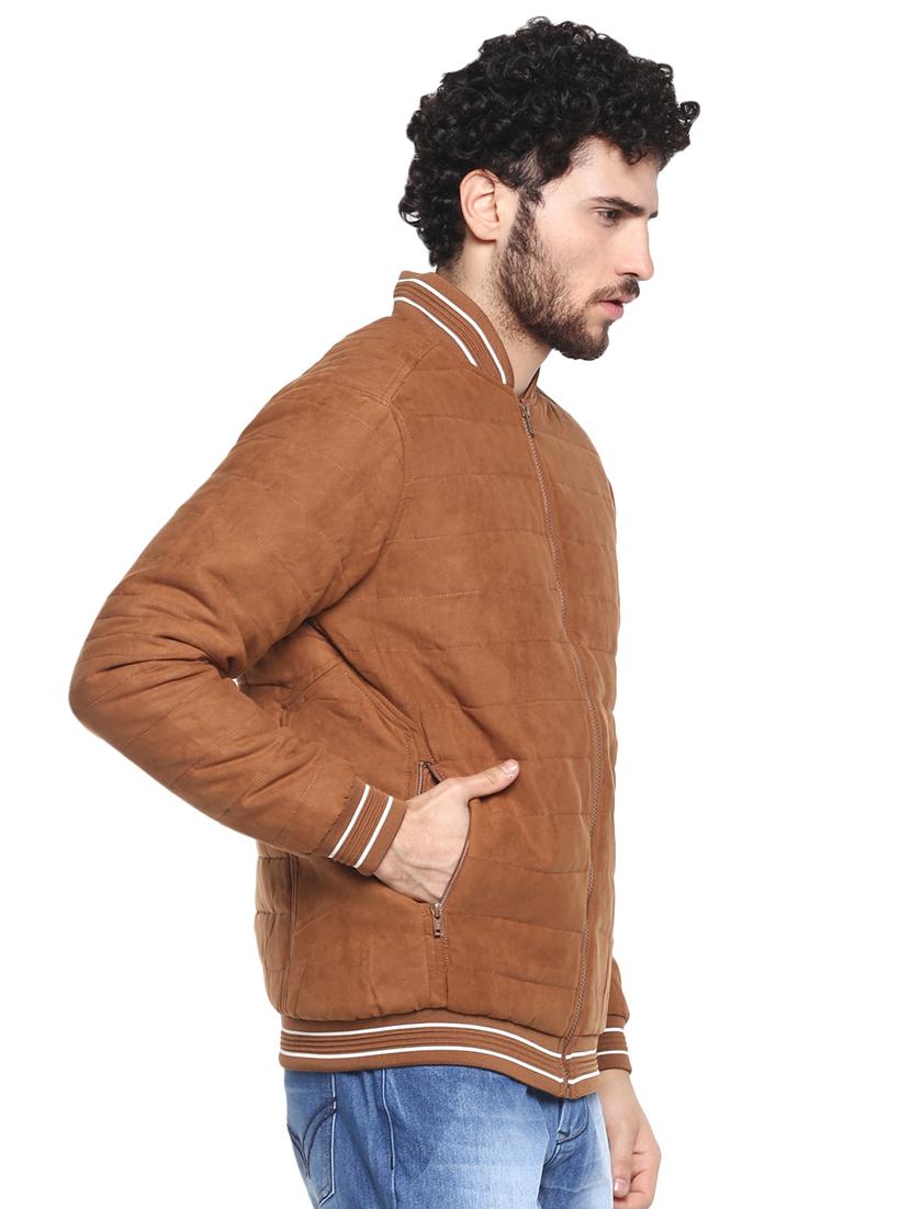brown solid quilted jacket - 16817197 - Zoom Image - 2