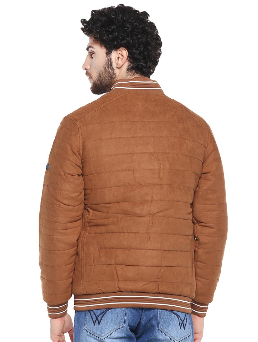 brown solid quilted jacket - 16817197 - Zoom Image - 4