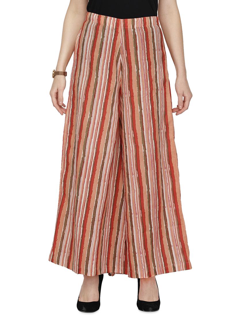 high rise striped palazzo - 16817206 - Zoom Image - 1