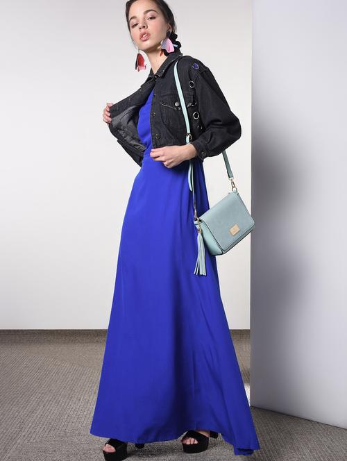 round neck electric blue maxi dress - 16817541 - Very Small Image - 1