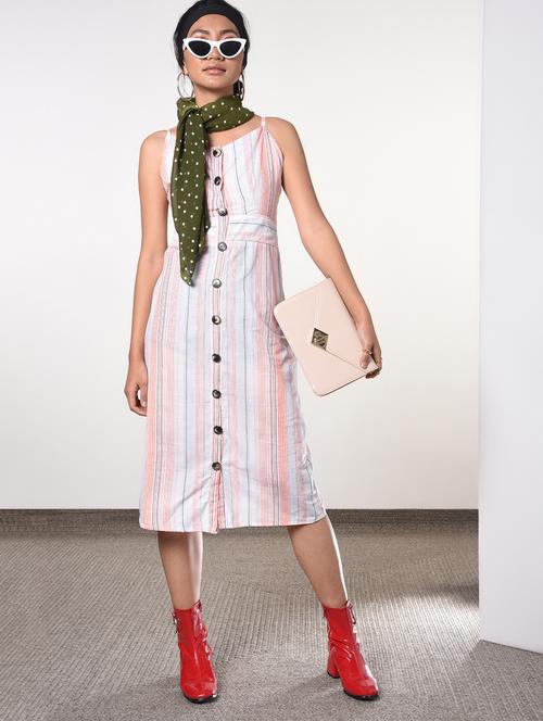 button up striped a-line dress - 16817562 - Standard Image - 1