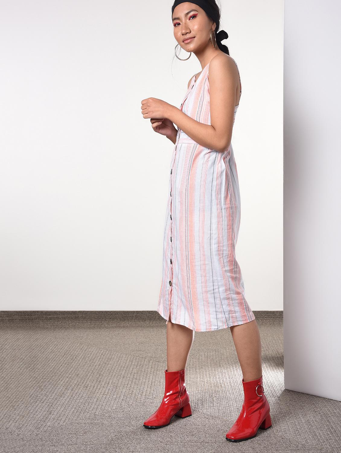 button up striped a-line dress - 16817562 - Zoom Image - 3