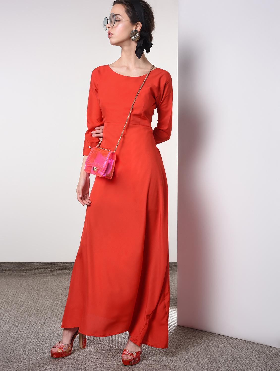 round neck solid maxi dress - 16817574 - Zoom Image - 4