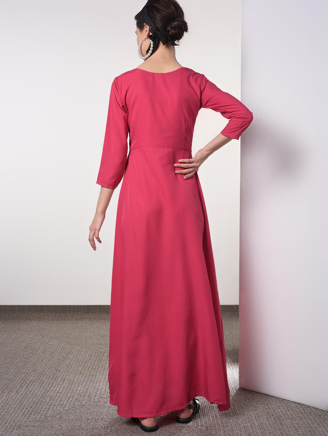 round neck solid maxi dress - 16817576 - Zoom Image - 4