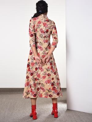shirt collar floral a-line dress - 16817583 - Standard Image - 4